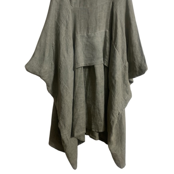 INIZIO 100% Linen Green Tiered Midi Tank Dress Sleeveless Stretch Women’s Medium - Picture 13 of 16